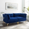 Ardent Performance Velvet Loveseat in Navy