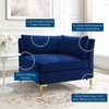 Ardent Performance Velvet Sectional Sofa Corner Chair in Navy