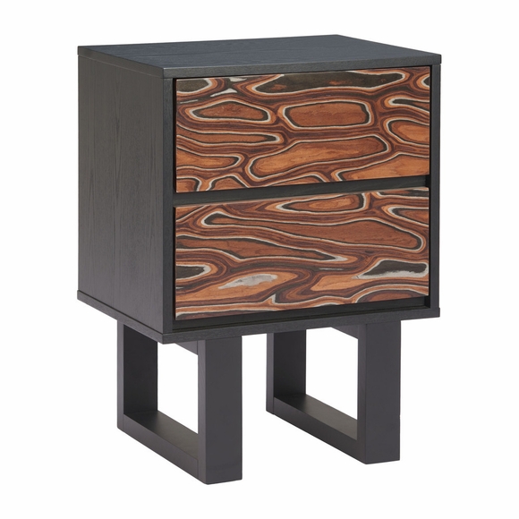Aremi Nightstand in Brown & Black