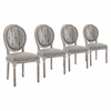 Arise Upholstered Fabric Dining Side Chair Set of 4 in Light Gray