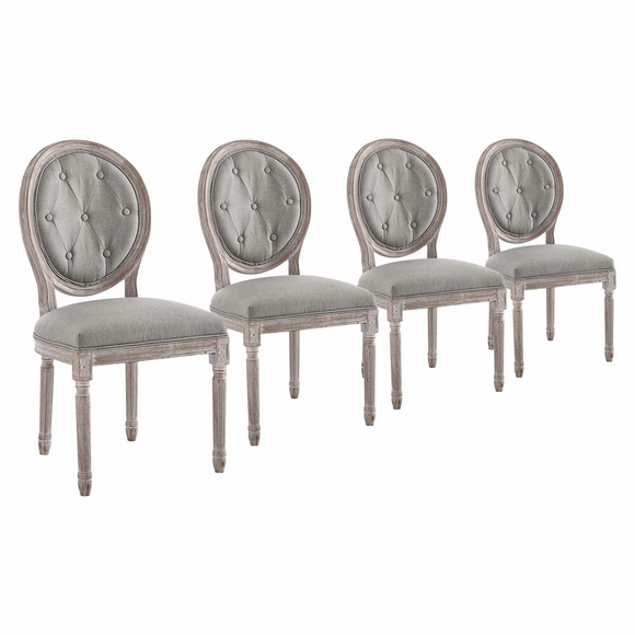 Arise Upholstered Fabric Dining Side Chair Set of 4 in Light Gray