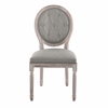 Arise Vintage French Upholstered Fabric Dining Side Chair Set of 2 in Light Gray