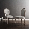 Arise Vintage French Upholstered Fabric Dining Side Chair Set of 2 in Light Gray