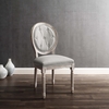 Arise Vintage French Upholstered Fabric Dining Side Chair Set of 2 in Light Gray