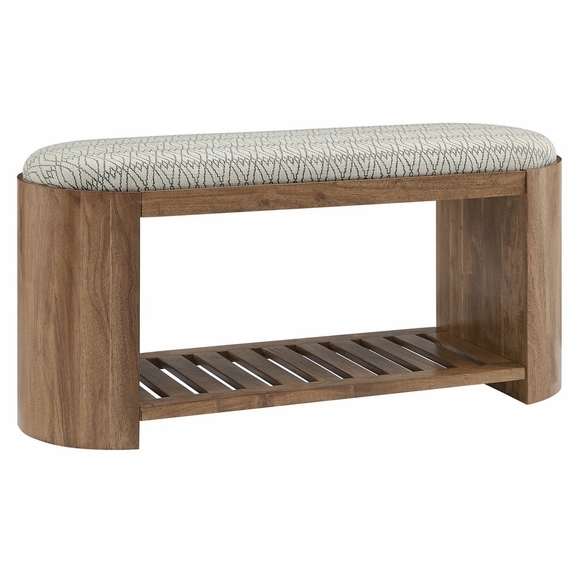Ashby 45" Geometric Upholstered Bench in Natural Geometric