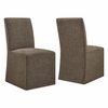 Aster Slub Weave Fabric Slipcovered Dining Chairs Set of 2