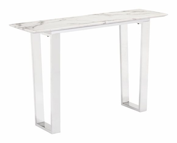 Atlas Console Table in White & Silver