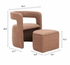 Atria Accent Chair & Ottoman in Tawny Brown