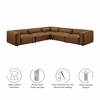 Auren 5-Piece Upholstered Vegan Leather Modular L-Shaped Sofa