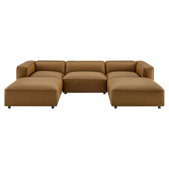 Auren 5-Piece Upholstered Vegan Leather Modular U-Shaped Sofa