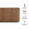 Aven 71.5 Inch Oval Chiseled Wood Sideboard Buffet Cabinet with Hammered Effect in Walnut