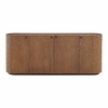 Aven 71.5 Inch Oval Chiseled Wood Sideboard Buffet Cabinet with Hammered Effect in Walnut
