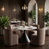 Bambun Dining Chair with Wheels in Taupe