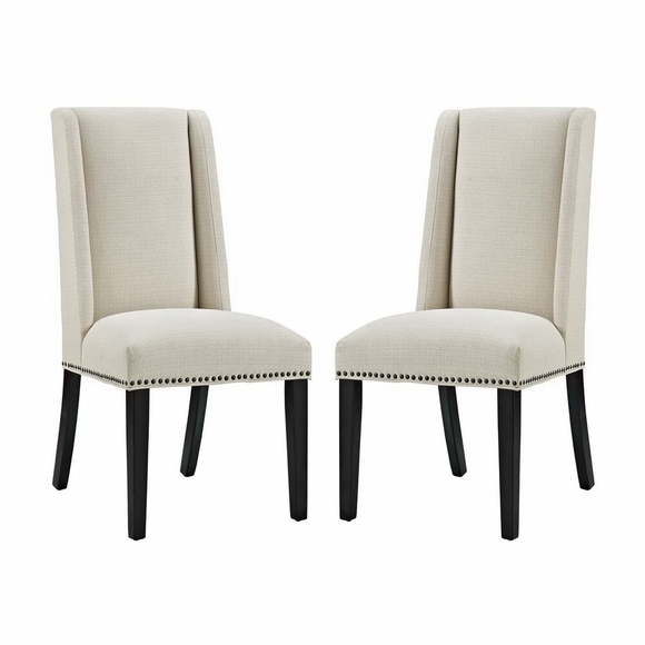 Baron Dining Chair Fabric Set of 2 in Beige