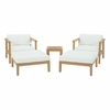 Bayport 5 Piece Outdoor Patio Teak Set in Natural White