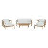 Bayport 6 Piece Outdoor Patio Teak Set in Natural White