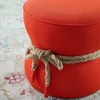 Beat Nautical Rope Upholstered Fabric Ottoman in Atomic Red