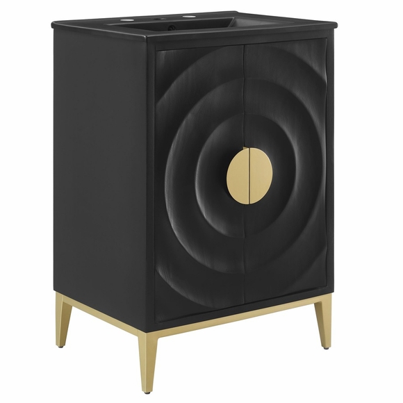 Beau 24" Wood Bathroom Vanity with Basin in Black Black