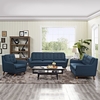 Beguile Living Room Set Fabric Set of 3 in Azure