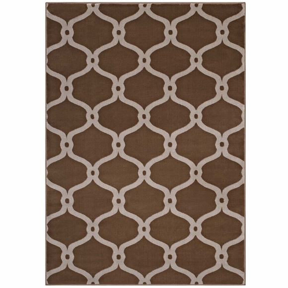 Beltara Chain Link Transitional Trellis 8x10 Area Rug in Dark Tan and Beige