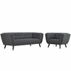 Bestow 2 Piece Upholstered Fabric Sofa and Armchair Set in Gray