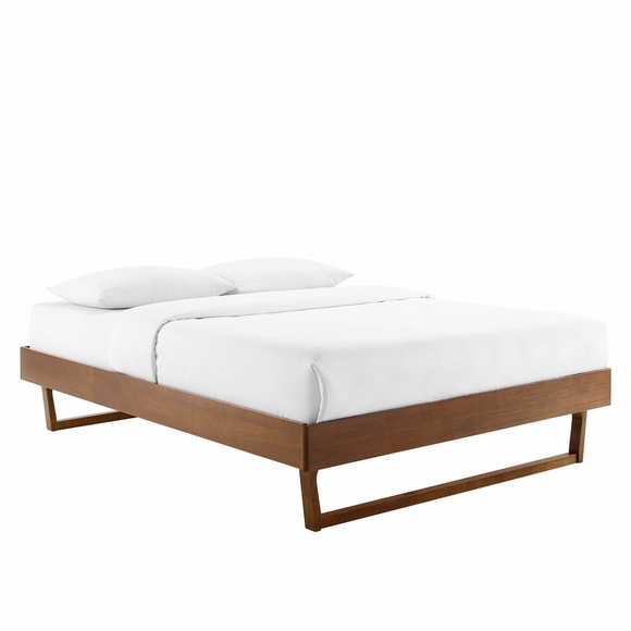 Billie King Wood Platform Bed Frame in Walnut