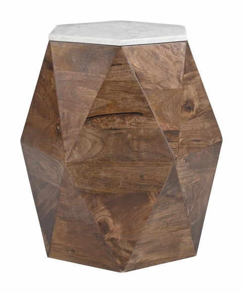 Bisel Side Table in White & Walnut