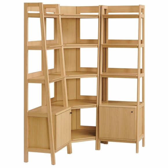 Bixby 3-piece Corner Bookshelf Set with Narrow Bookshelves