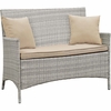 Bridge 4 Piece Outdoor Patio Patio Conversation Set with Pillow Set in Light Gray Beige