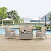 Bridge 4 Piece Outdoor Patio Patio Conversation Set with Pillow Set in Light Gray Beige