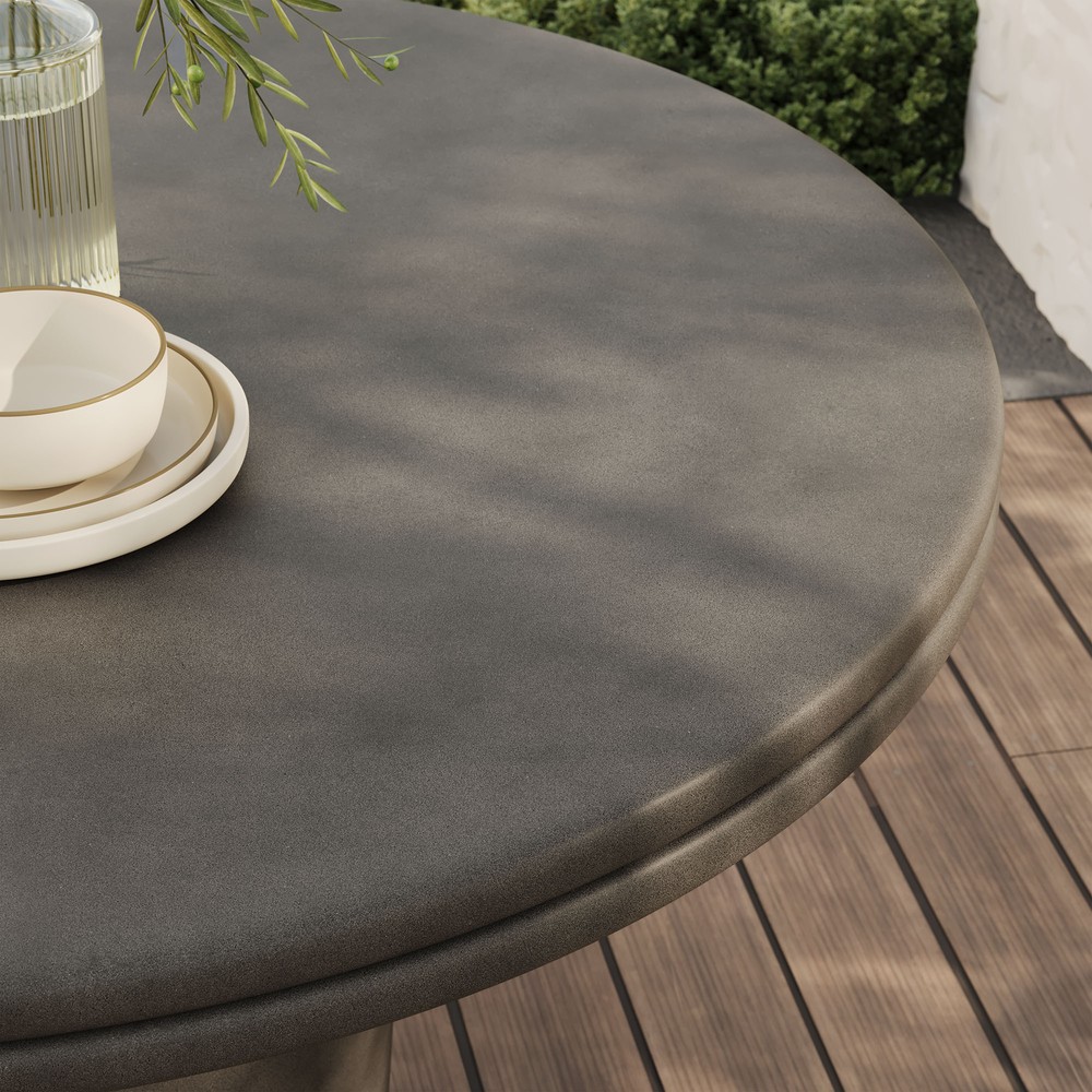Brion 48" Indoor - Outdoor Patio Concrete Round Dining Table - Modern ...