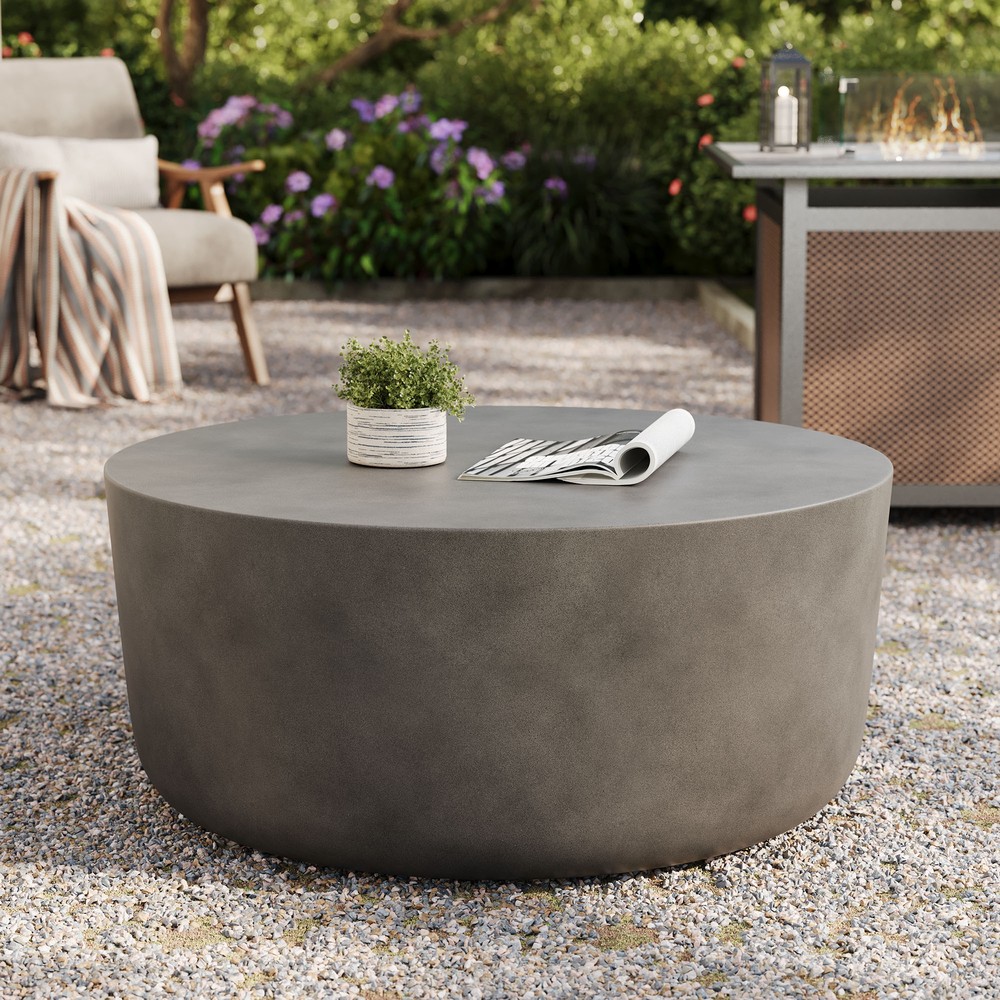 Brion Round Indoor - Outdoor Patio Concrete Coffee Table - Modern In ...