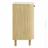 Caldera 33" Curved Solid Wood and Marble Accent Storage Cabinet in Natural