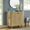 Caldera 33" Curved Solid Wood and Marble Accent Storage Cabinet in Natural