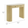 Caldera 42" Curved Solid Wood and Marble Console Table in Natural