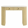 Caldera 42" Curved Solid Wood and Marble Console Table in Natural