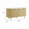 Caldera 60" Curved Solid Wood and Marble Sideboard Storage Cabinet in Natural