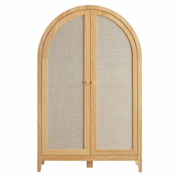 Calista 63 Inch Arched Storage Cabinet With Folding Desk