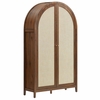 Calista 79" Tall Wide Rattan Arched Storage Cabinet