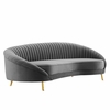 Camber Channel Tufted Performance Velvet Sofa in Gray