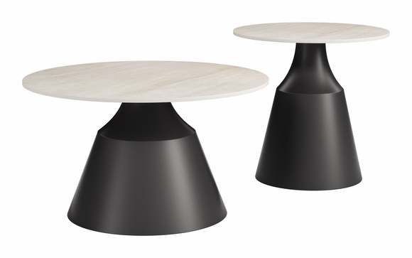 Camella Coffee Table Set 2-Piece in Light Beige & Black