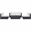 Camfora 5 Piece Outdoor Patio Sectional Set in Espresso White
