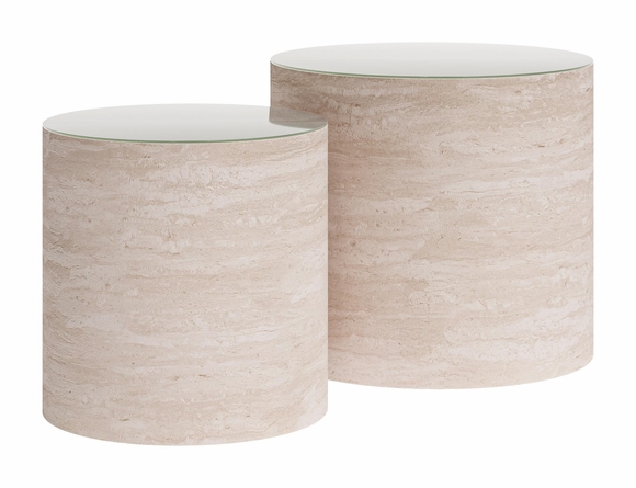 Carzo Coffee Table Set 2-Piece in Stone Beige