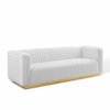 Charisma Channel Tufted Performance Velvet Sofa in White