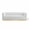 Charisma Channel Tufted Performance Velvet Sofa in White