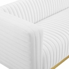 Charisma Channel Tufted Performance Velvet Sofa in White