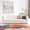 Charisma Channel Tufted Performance Velvet Sofa in White