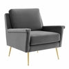 Chesapeake Performance Velvet Armchair in Gold Gray