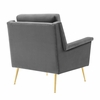 Chesapeake Performance Velvet Armchair in Gold Gray