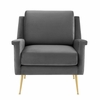 Chesapeake Performance Velvet Armchair in Gold Gray